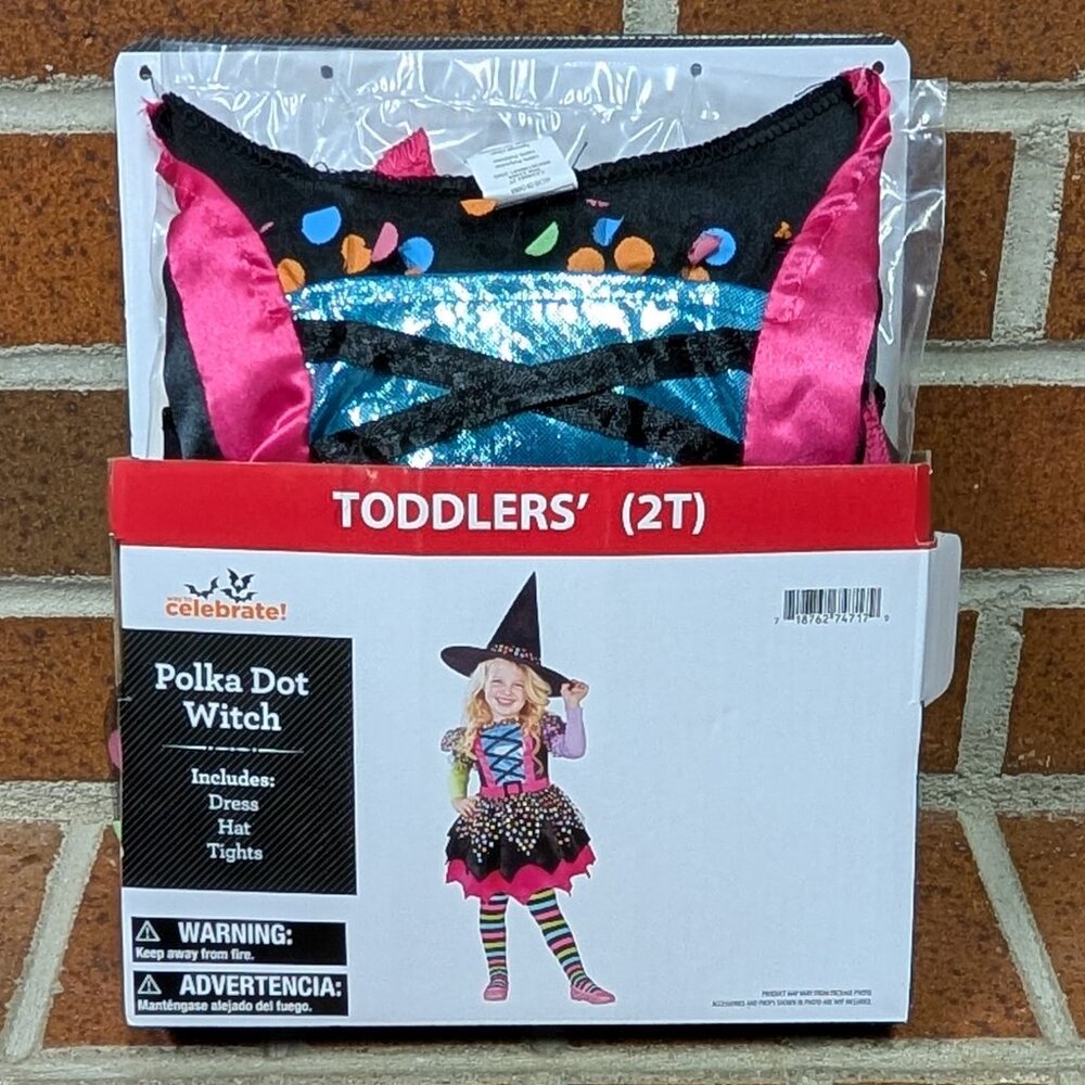 PolkaDot Witch 3-Piece Costume by Celebrate! - NWT - Size 2T
